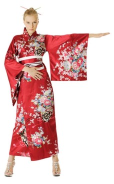 Röd Kimono Klänning