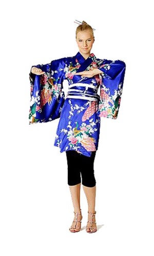 Kort Blå Kimono Klänning