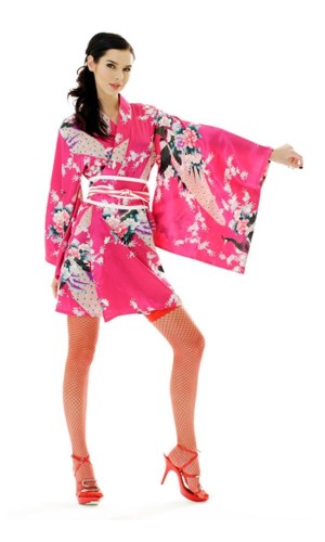 Kort Rosa Kimono Klänning