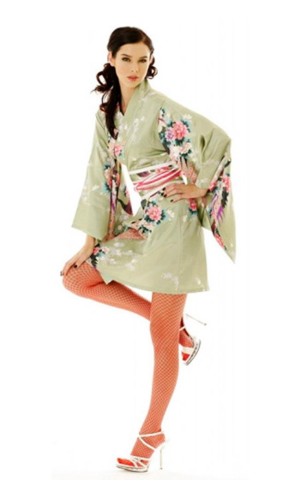Kort Grön Kimono Klänning