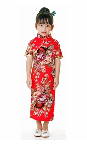 Röd Kinesisk Barnklänning