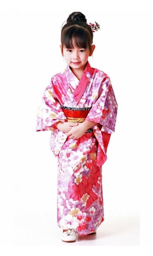 Rosa Kimono Barnklänning